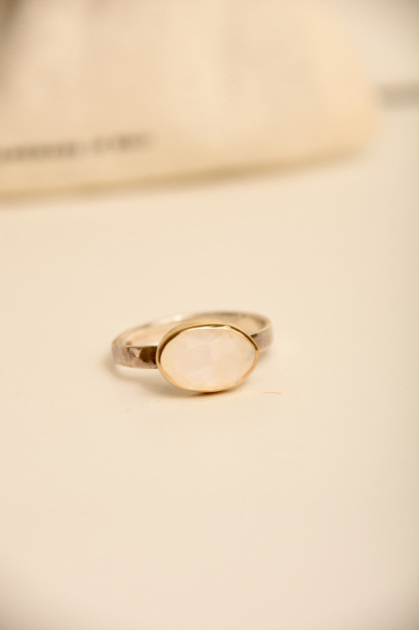 GOLD & SS MOONSTONE RING