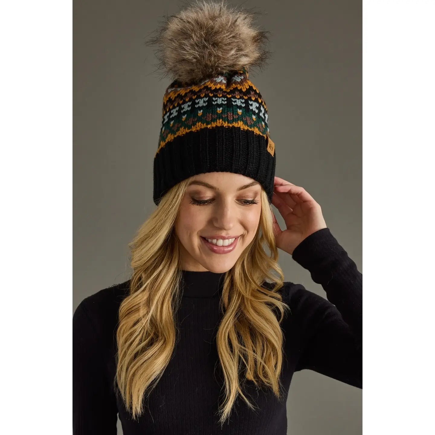 Patterned Pom Hat