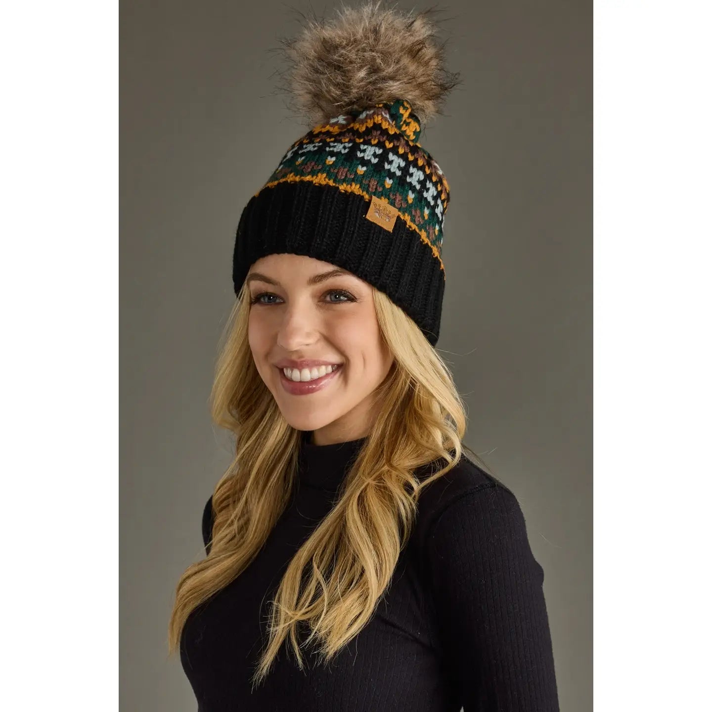 Patterned Pom Hat