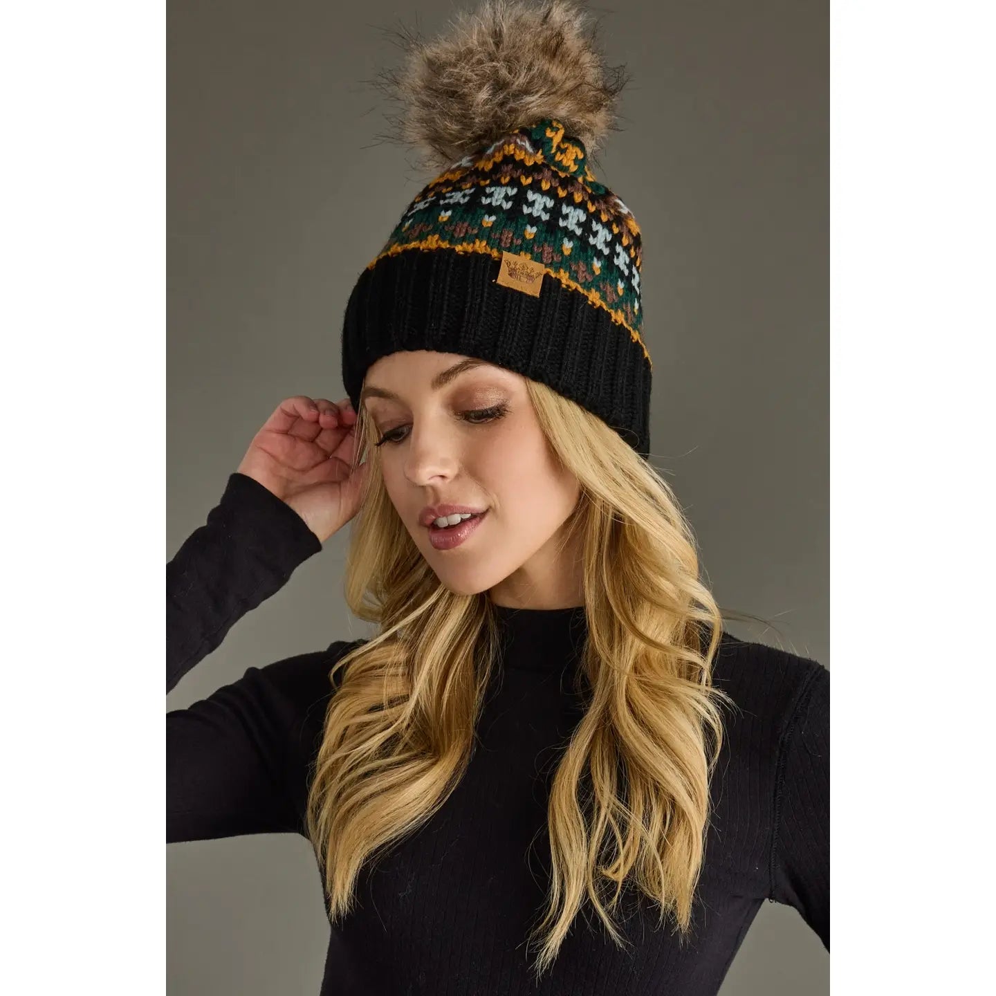 Patterned Pom Hat