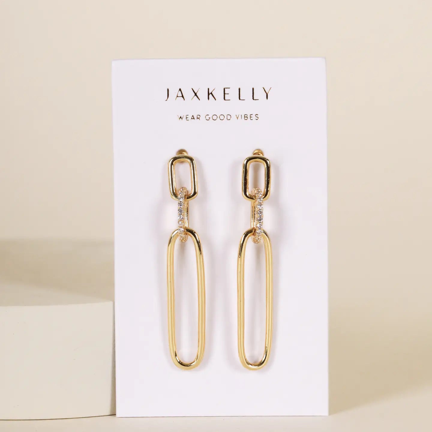 PAVE LINK DROP EARRING
