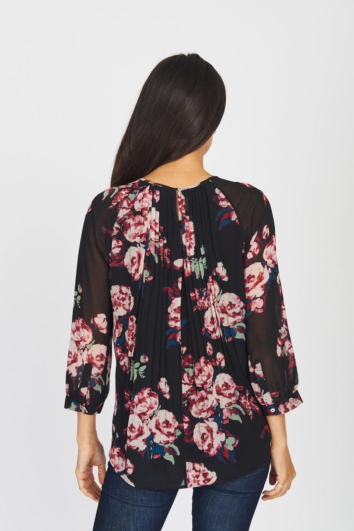 PLEATED FLORAL TOP