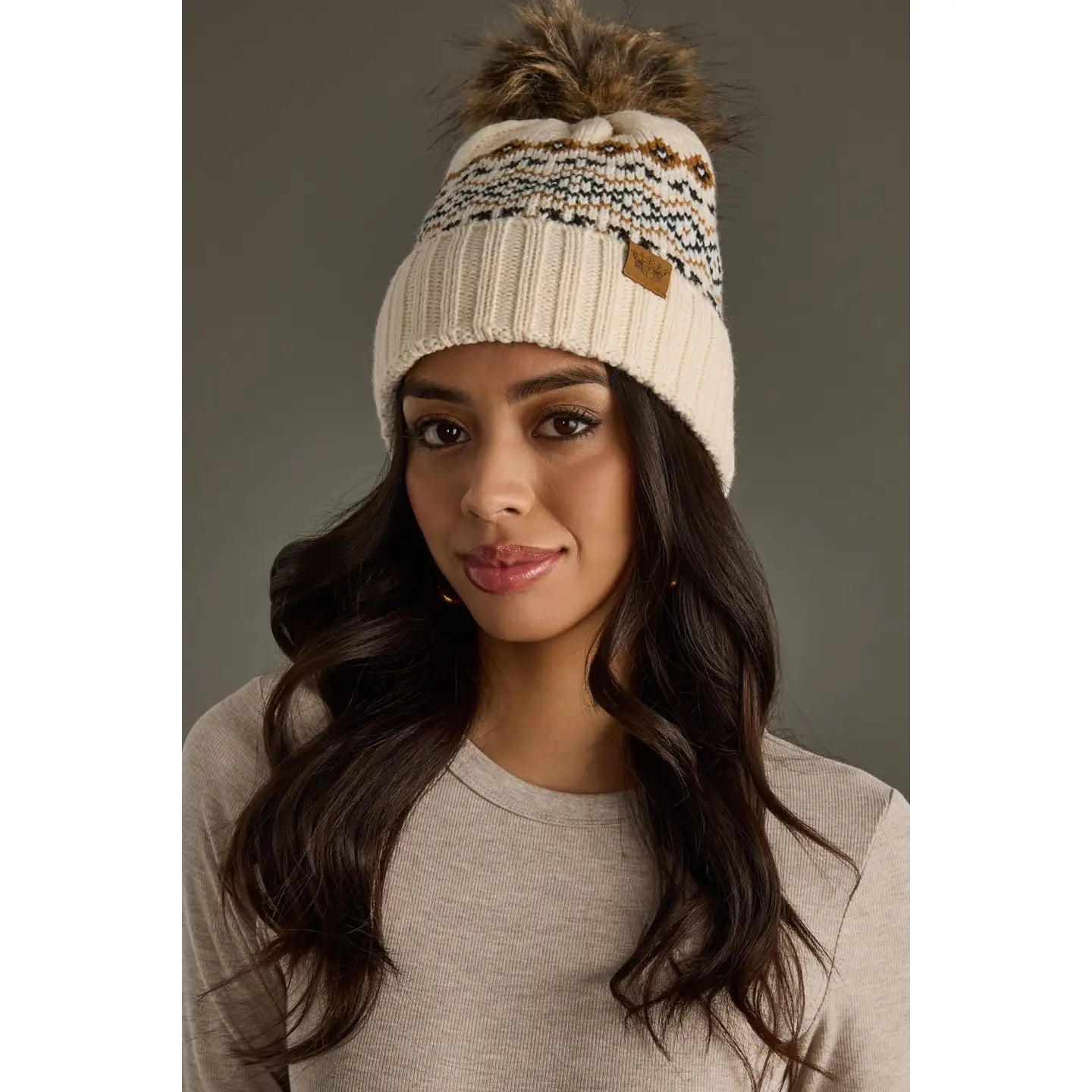 Patterned Pom Hat