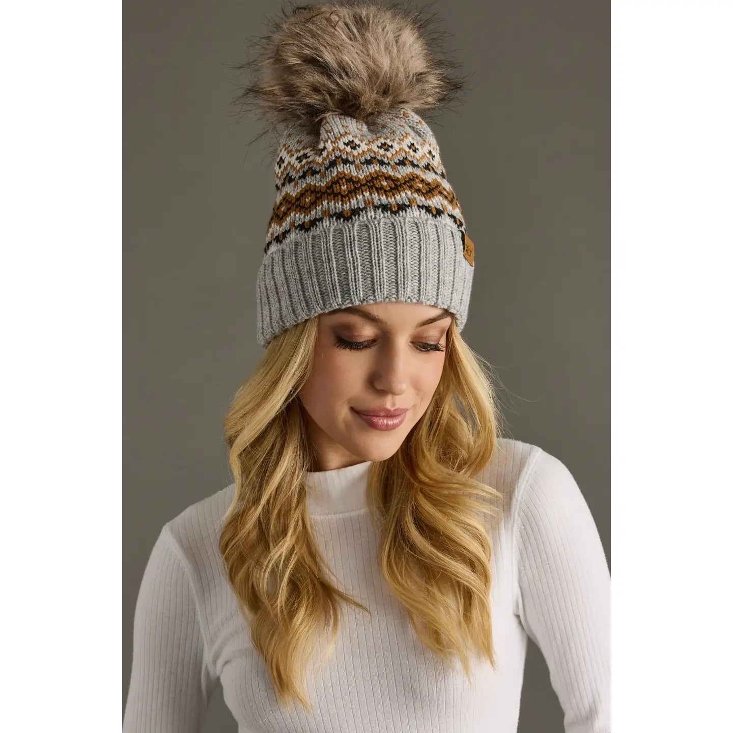 Patterned Pom Hat