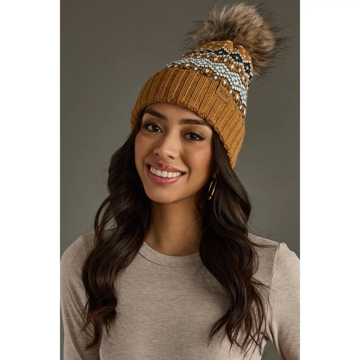 Patterned Pom Hat