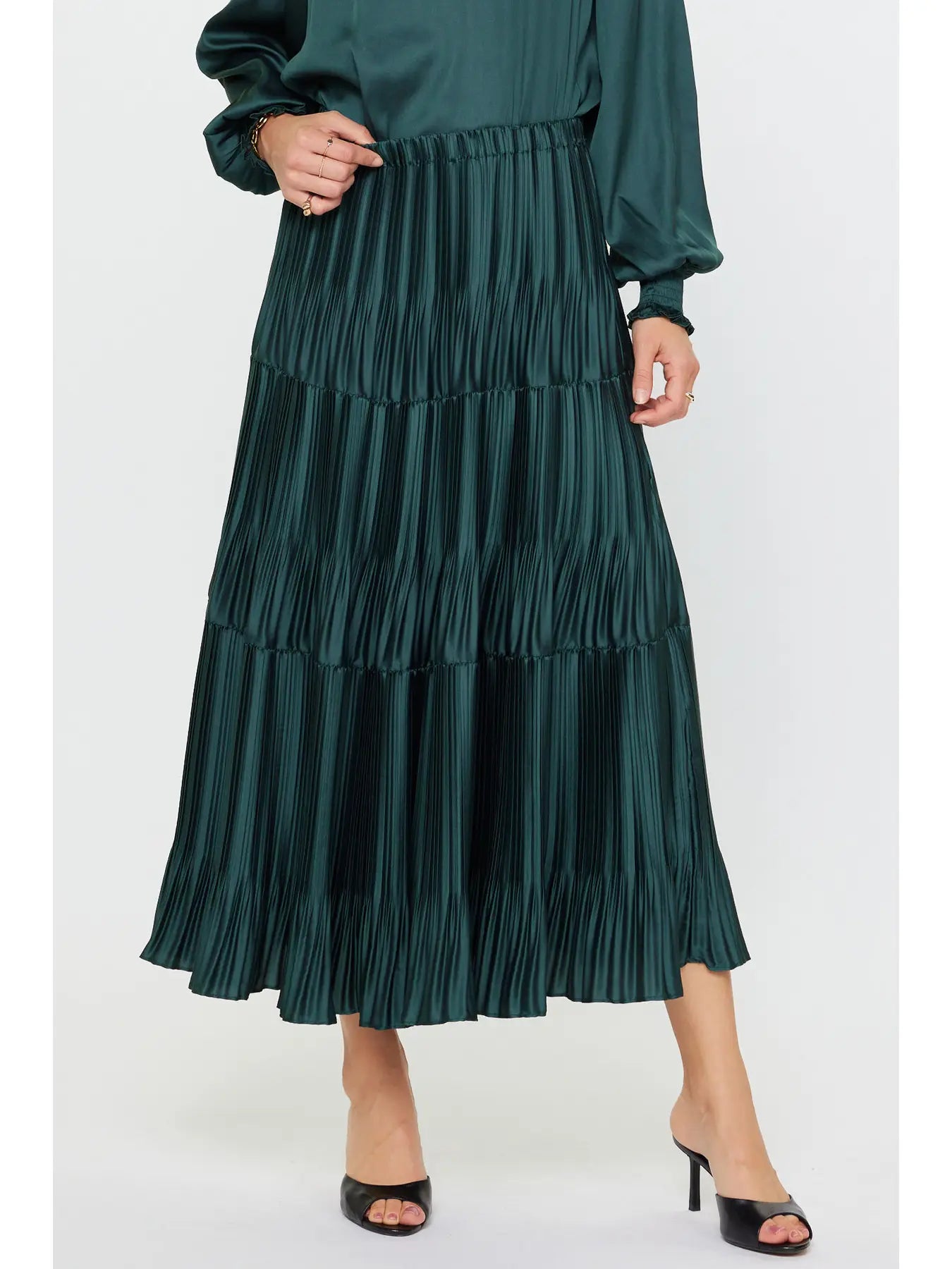 Three-Tiered Pleated Skirt