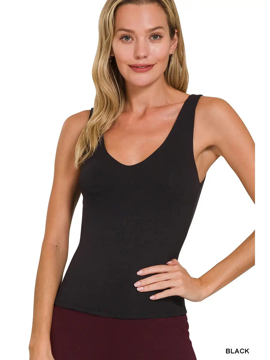 Premium Rayon Double Layered V-Neck Tank Top