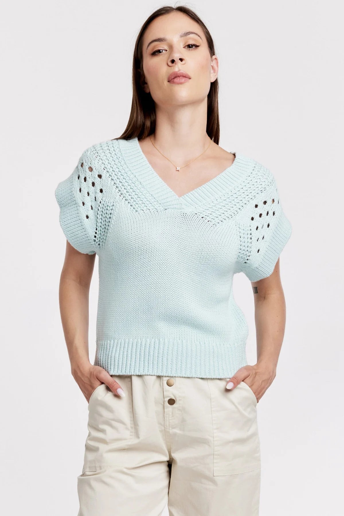 Renata Crochet Detail Sweater Vest