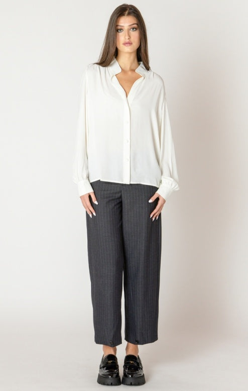 Relaxed Button Front Blouse