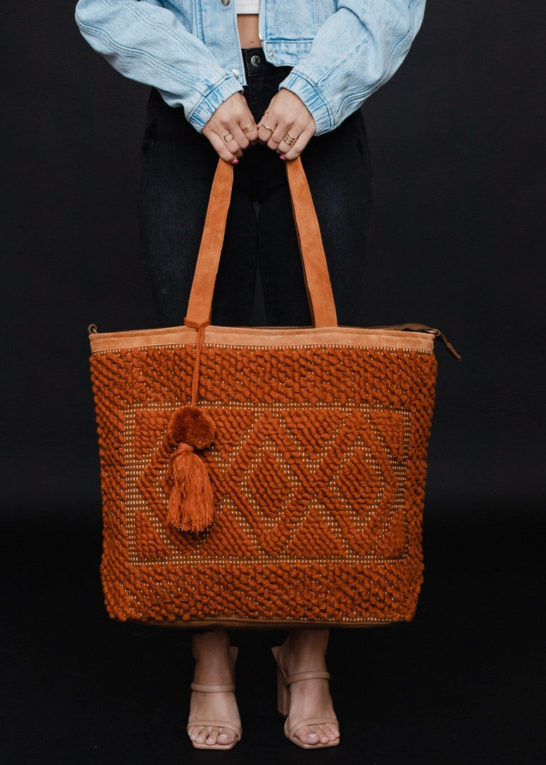 Rust Diamond Pattern Tote