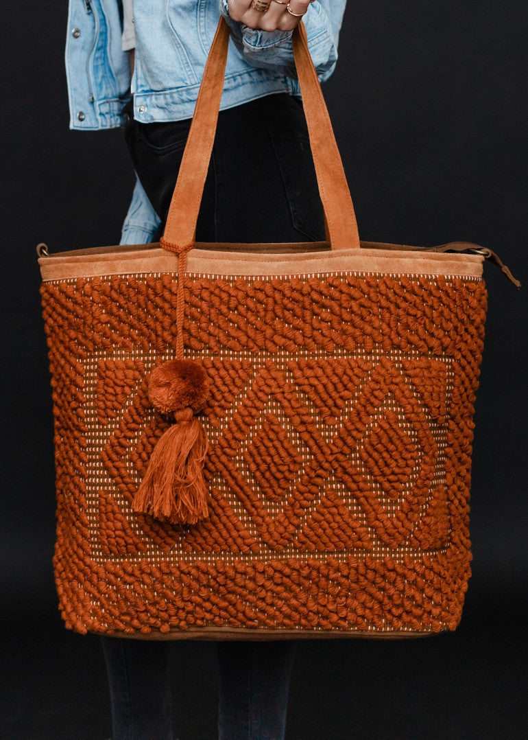 Rust Diamond Pattern Tote