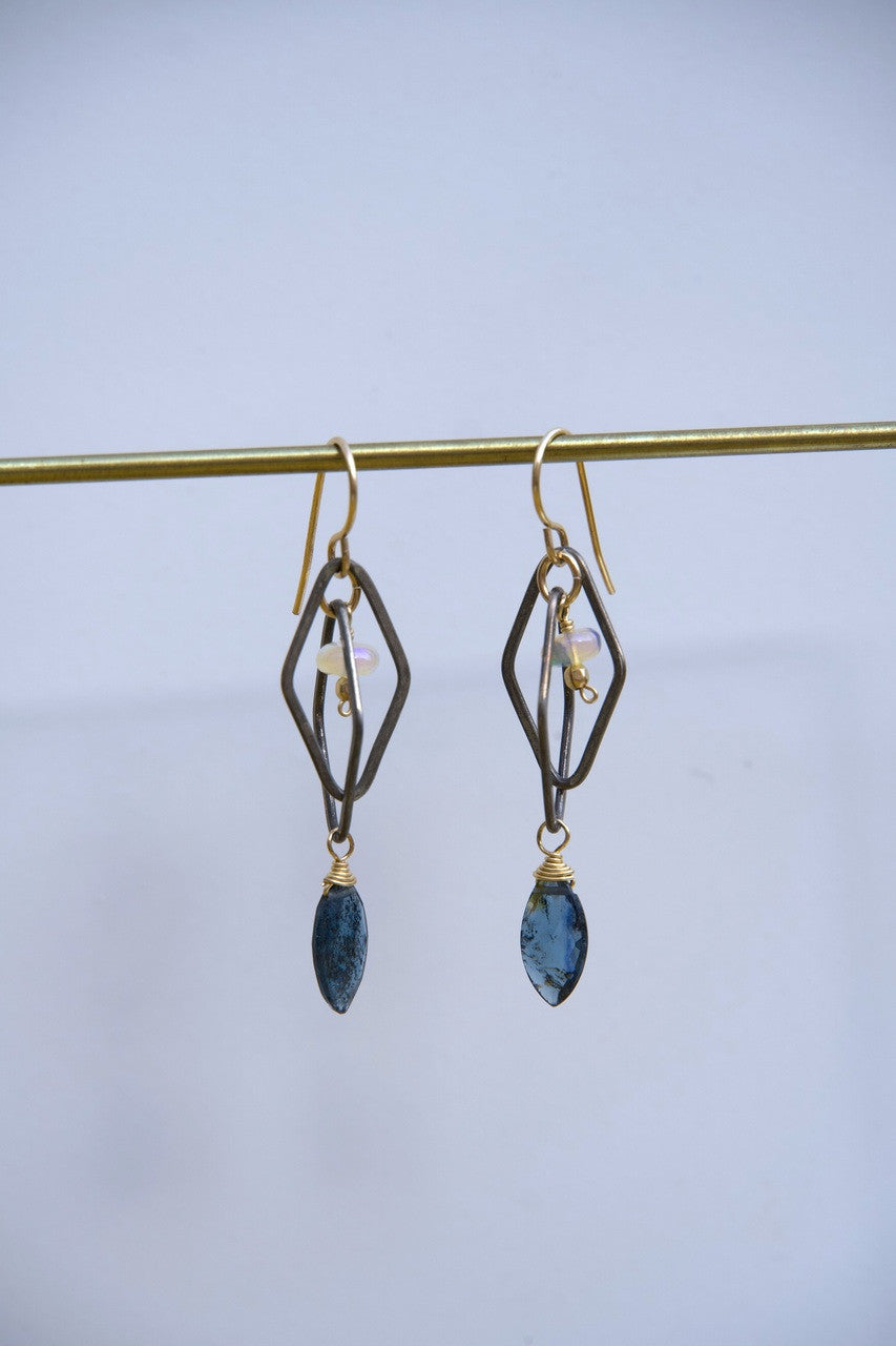 Diamond Shapes w/Kyanite & Opal Earrings