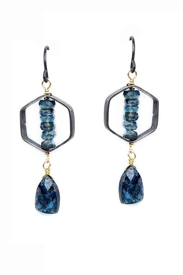 Calliope Kyanite Hexagon Earrings