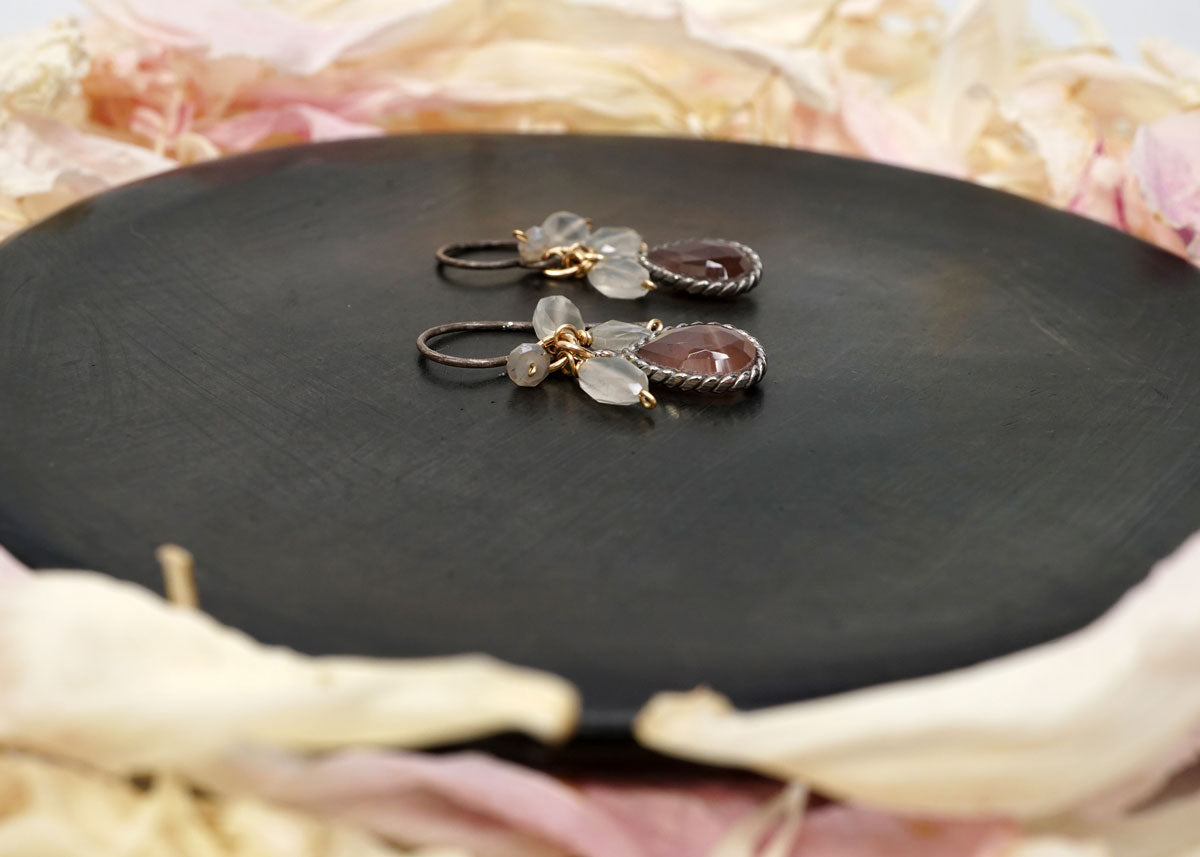 Bezel Moonstone Earrings