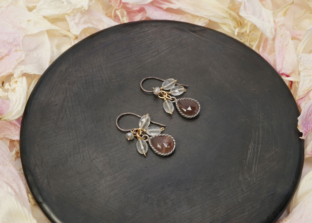 Bezel Moonstone Earrings