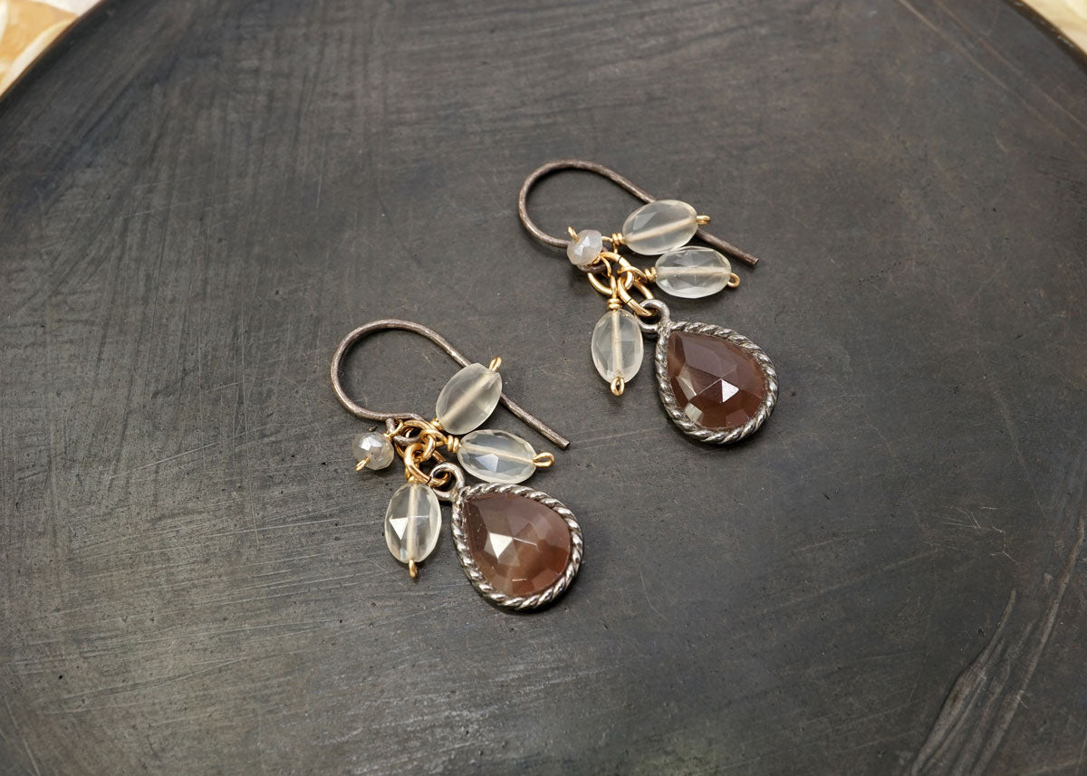 Bezel Moonstone Earrings