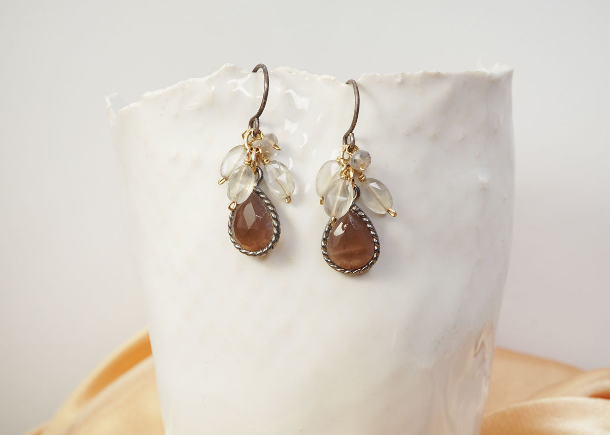 Bezel Moonstone Earrings