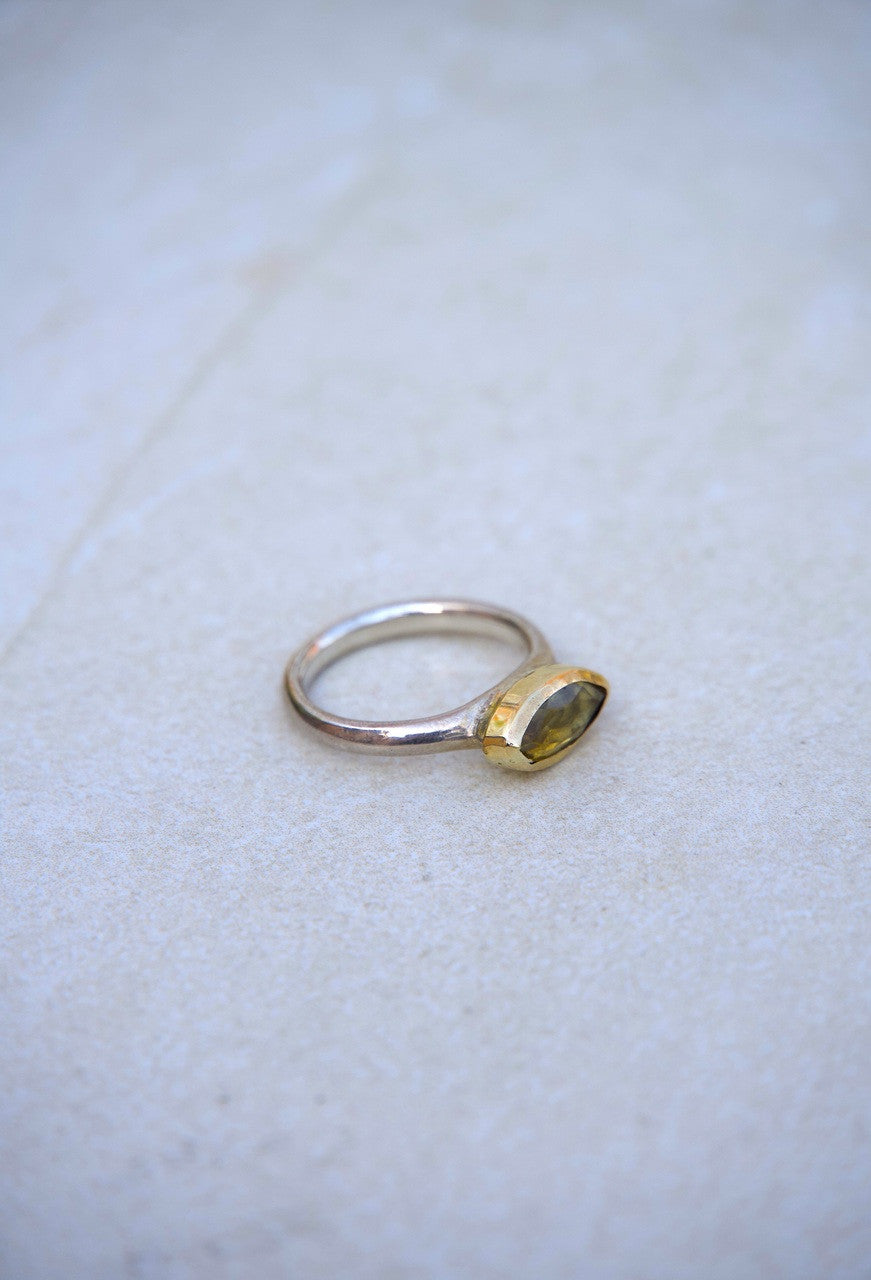 SS 14K CITRINE RING