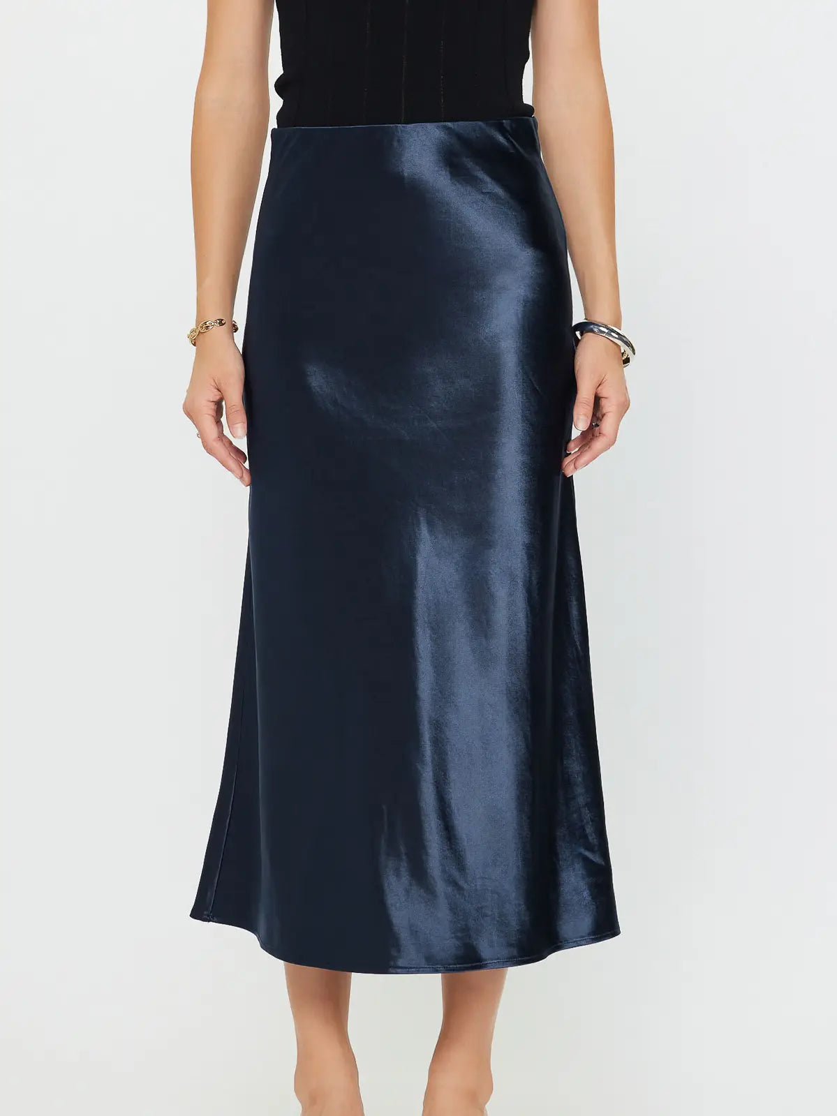 Satin Slip Midi Skirt