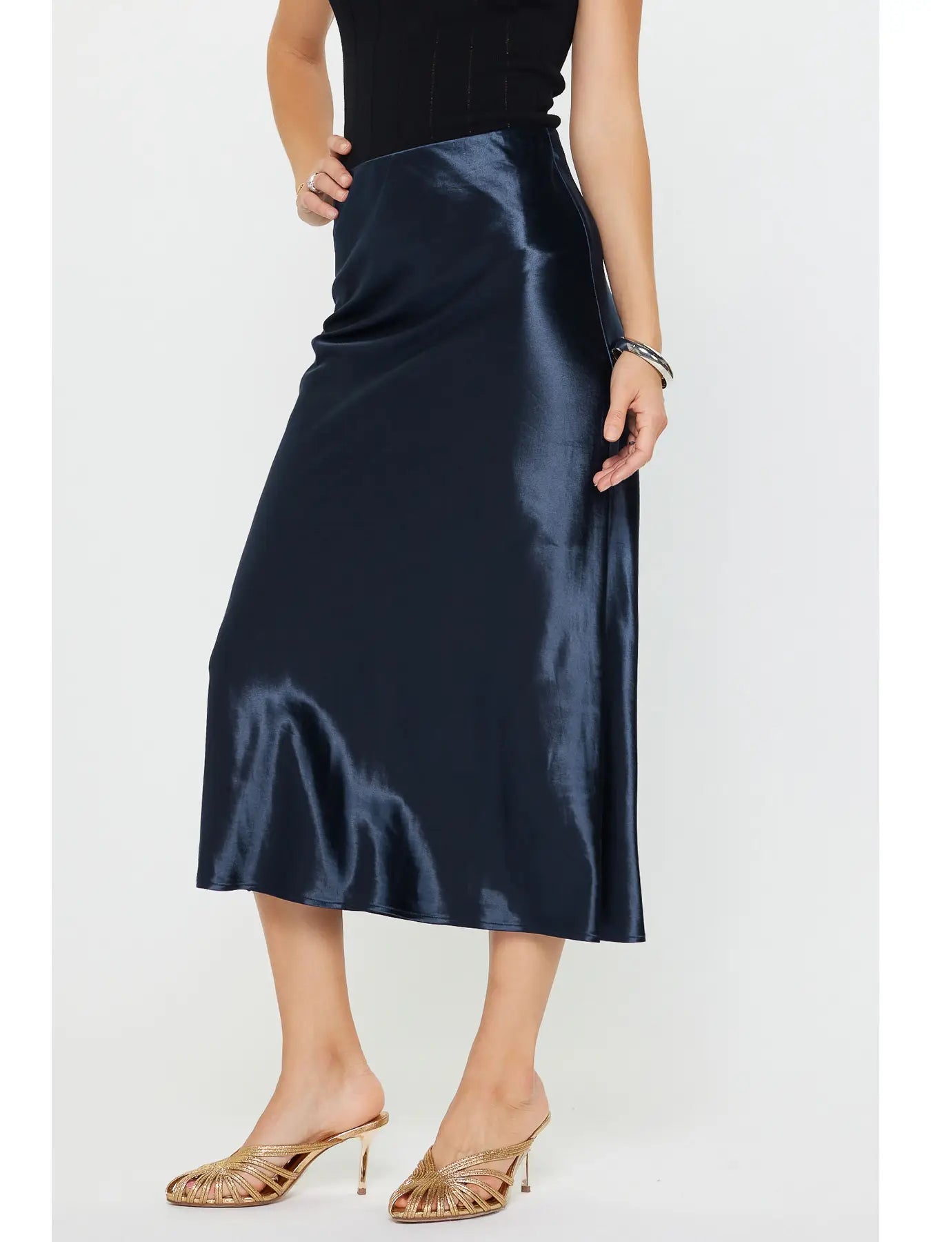 Satin Slip Midi Skirt