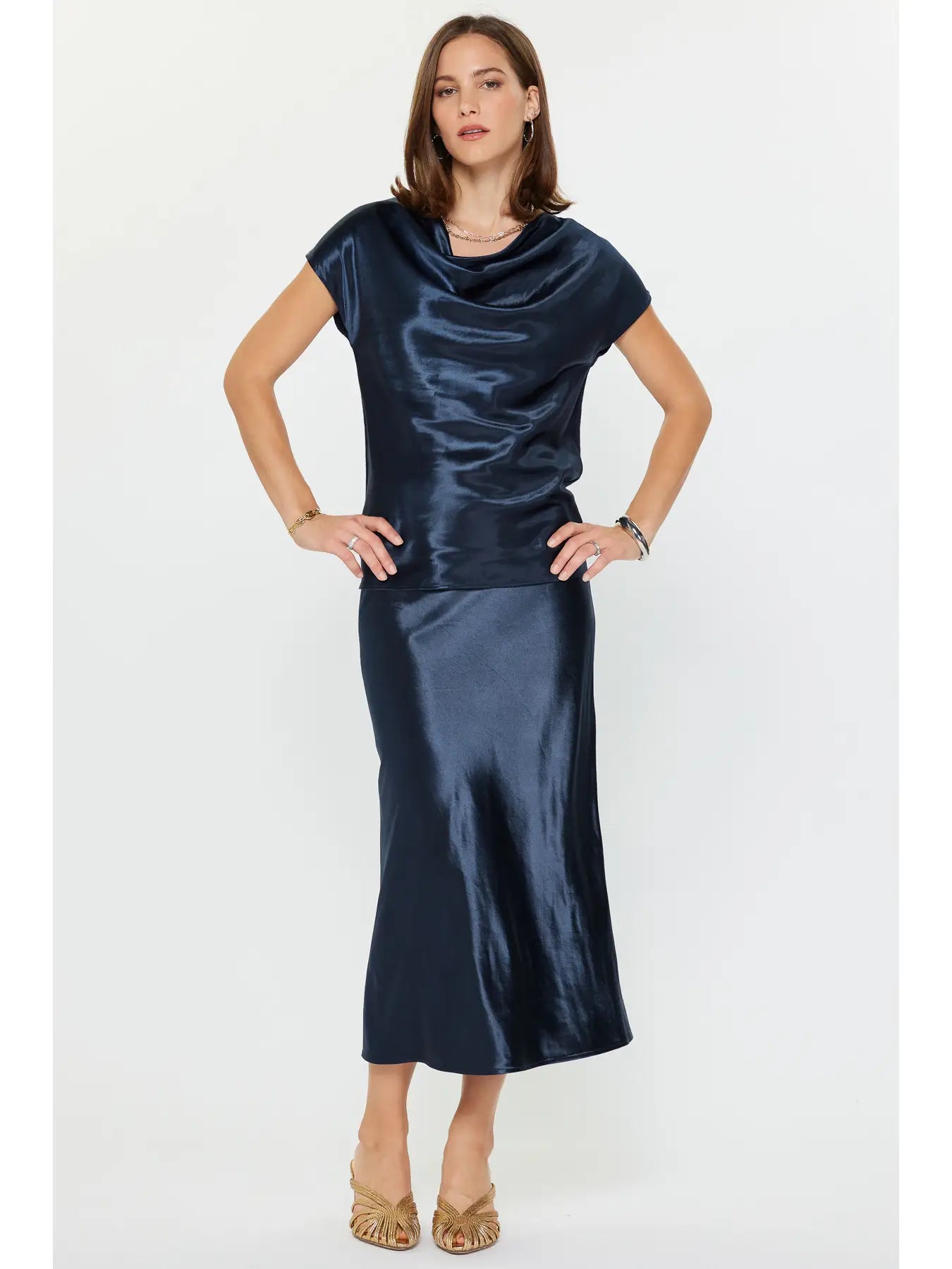 Satin Slip Midi Skirt