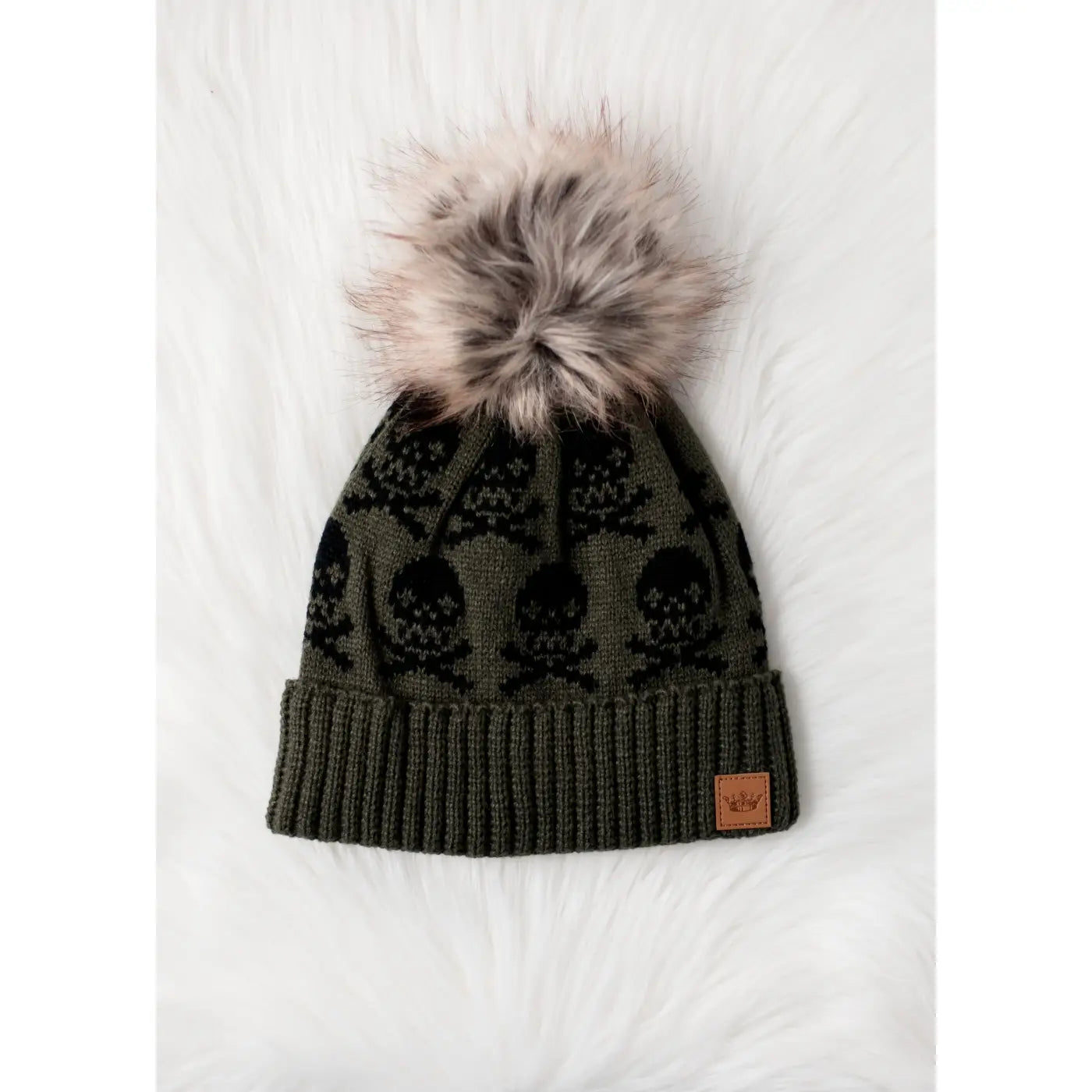 Skull Pattern Pom Hat