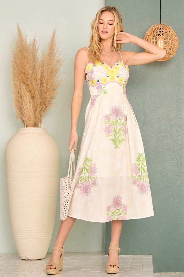 Embroidered Midi Dress