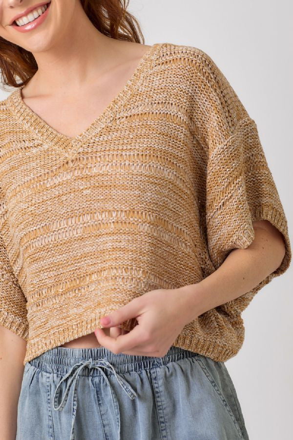 RELAXED MELANGE VNECK SWEATER