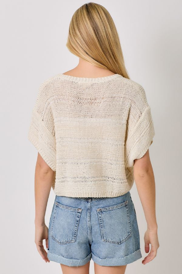 RELAXED MELANGE VNECK SWEATER