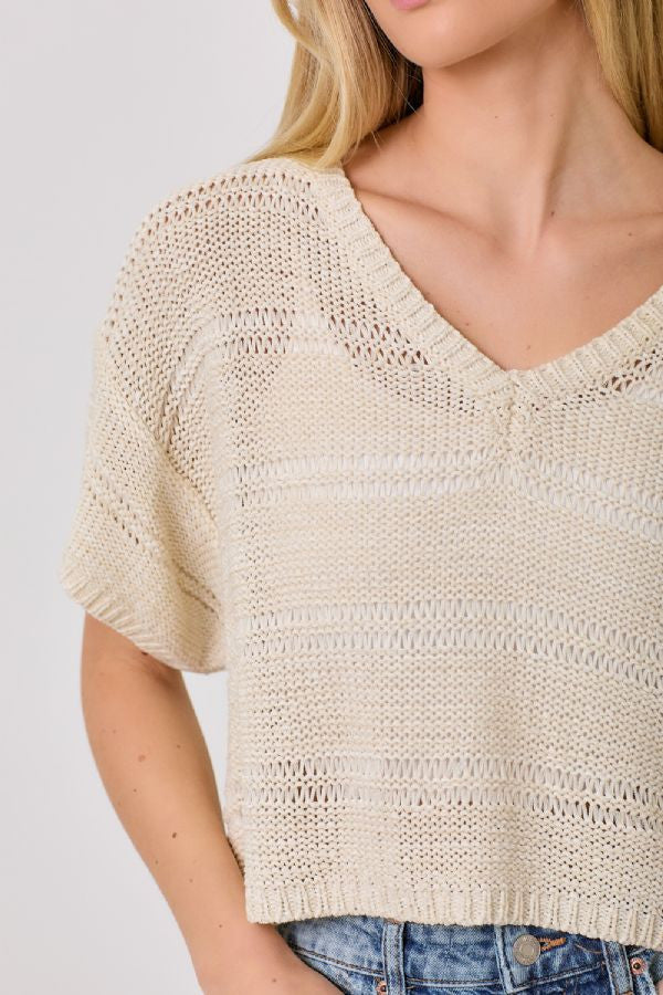 RELAXED MELANGE VNECK SWEATER