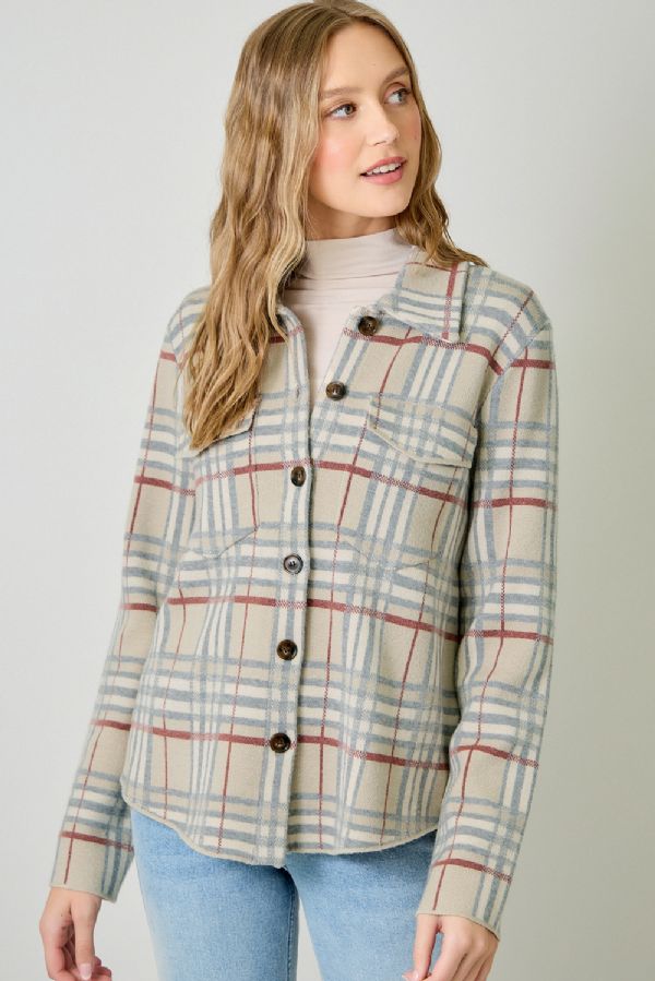 CHECKED SWEATER JACKET