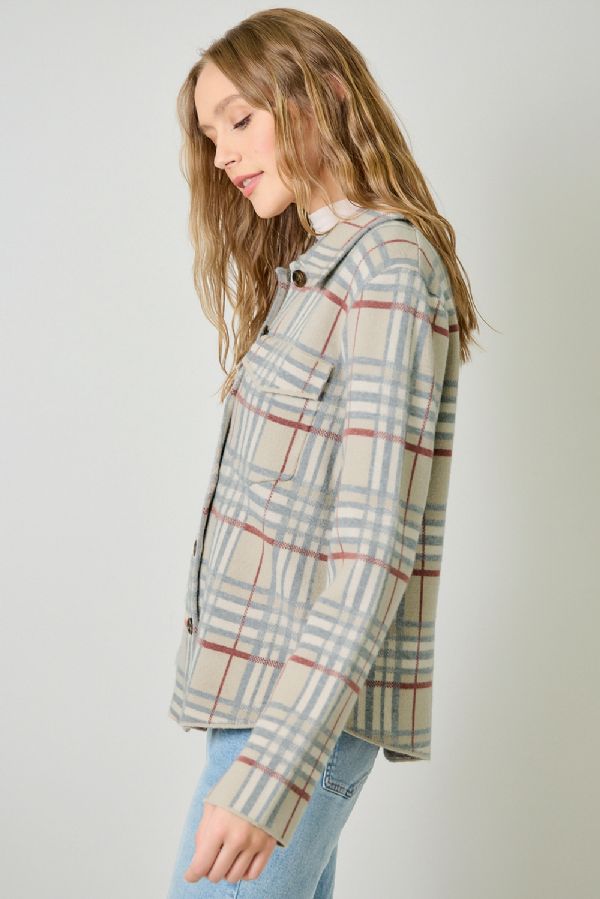 CHECKED SWEATER JACKET