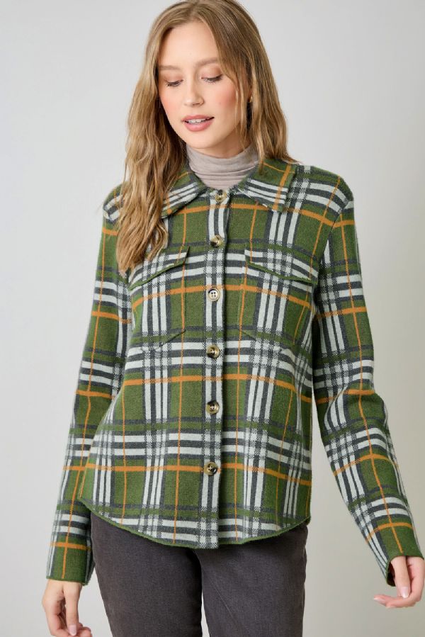 CHECKED SWEATER JACKET