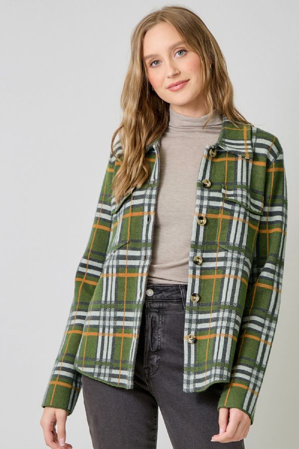 CHECKED SWEATER JACKET