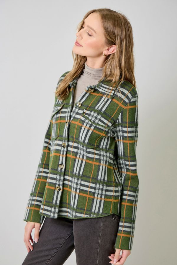 CHECKED SWEATER JACKET