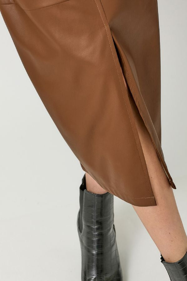 LEATHER MIDI SKIRT