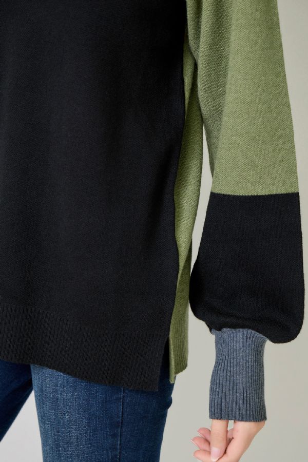 Mock Neck Color Block Sweater