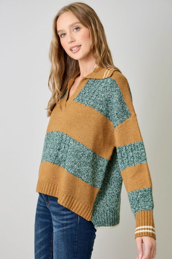 V-Neck Collared Sweater