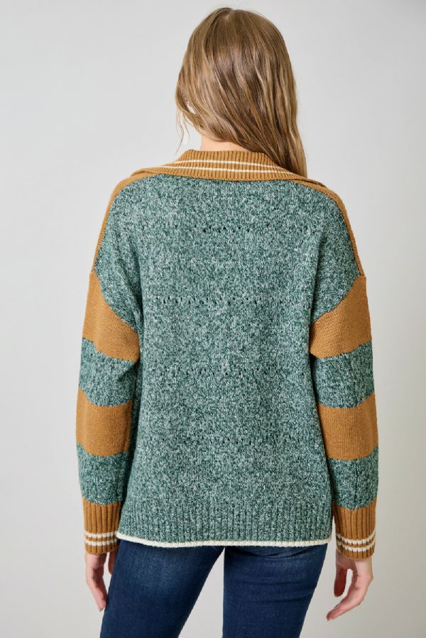 V-Neck Collared Sweater