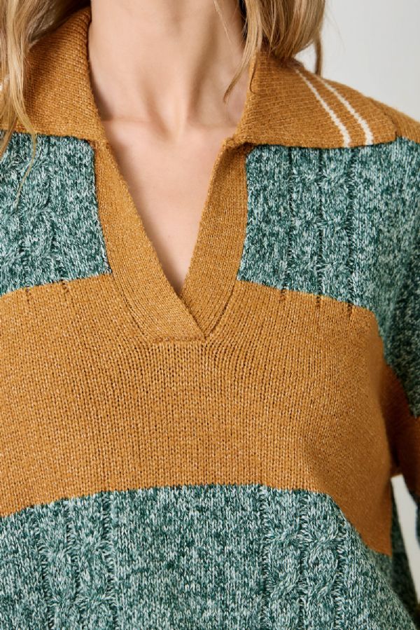 V-Neck Collared Sweater