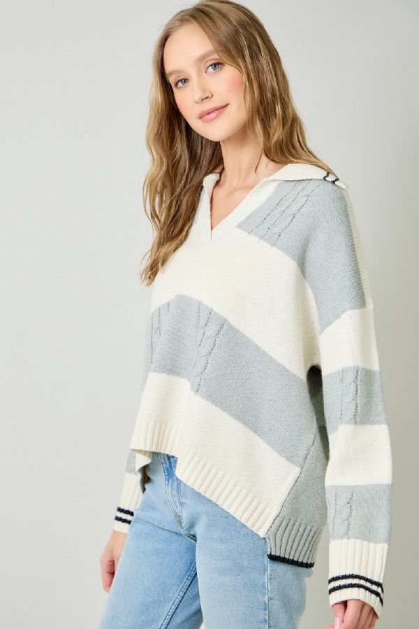 V-Neck Collared Sweater