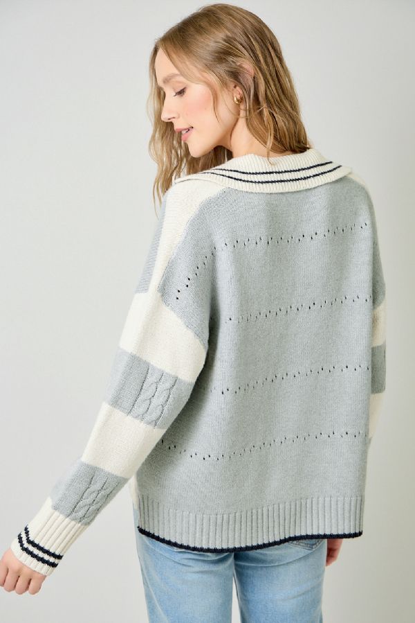 V-Neck Collared Sweater
