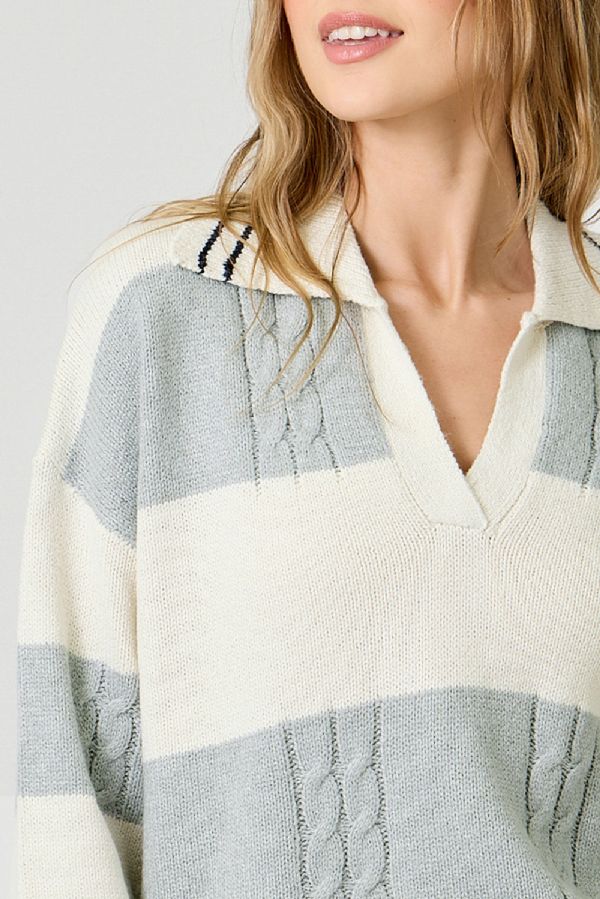V-Neck Collared Sweater