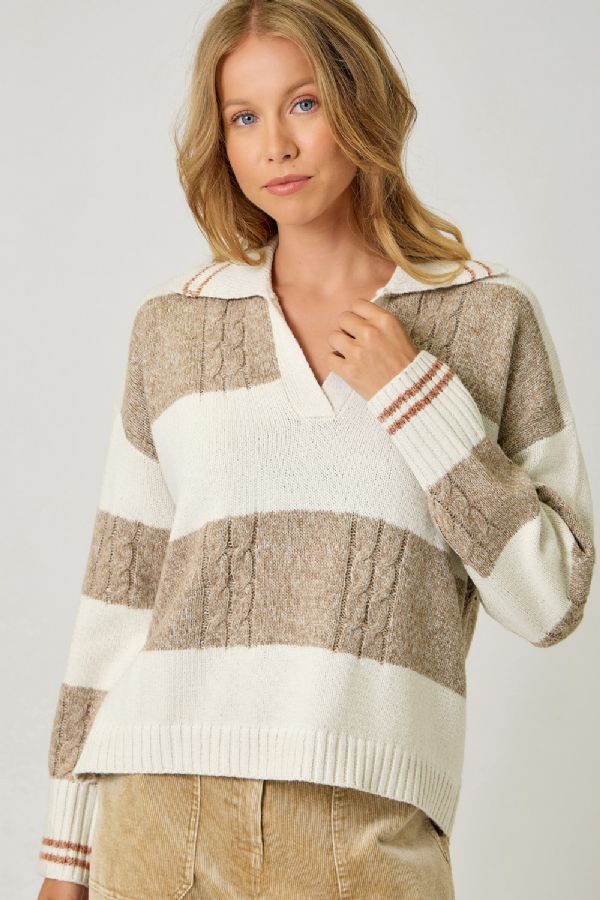 V-Neck Collared Sweater