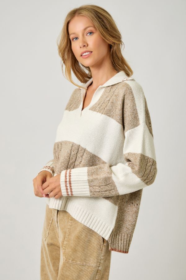 V-Neck Collared Sweater