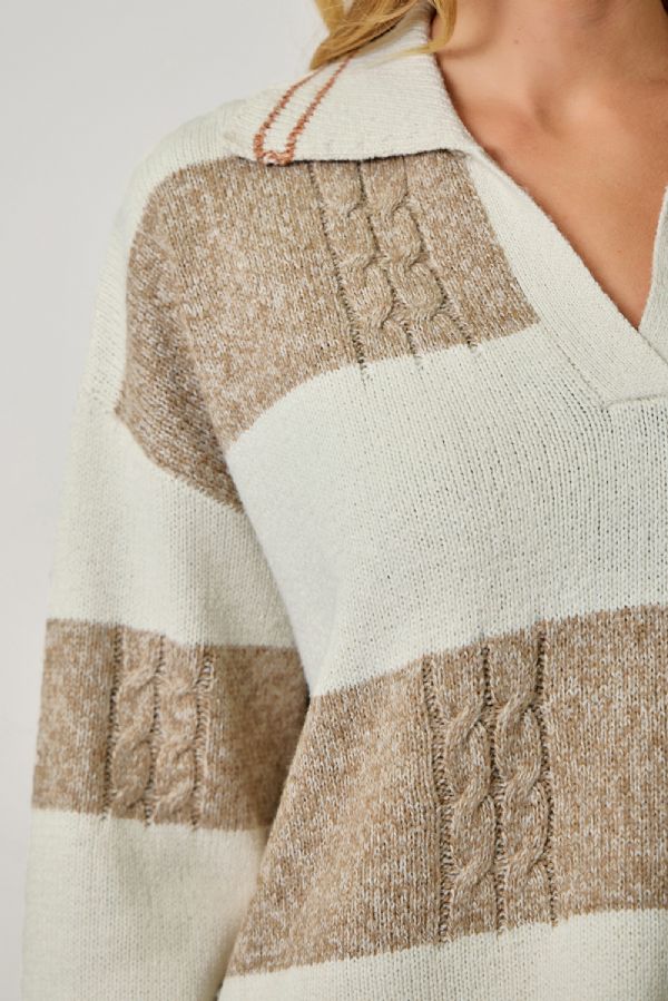 V-Neck Collared Sweater