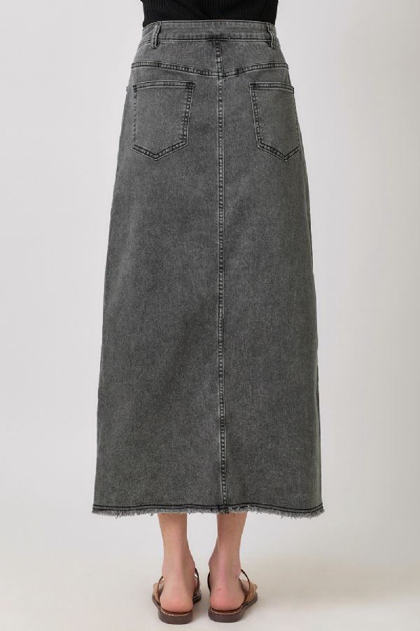 WASHED FRONT SLIT SKIRT