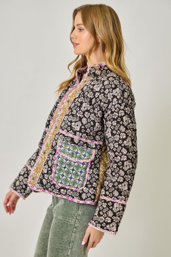Mixed Print Quilted Jacket