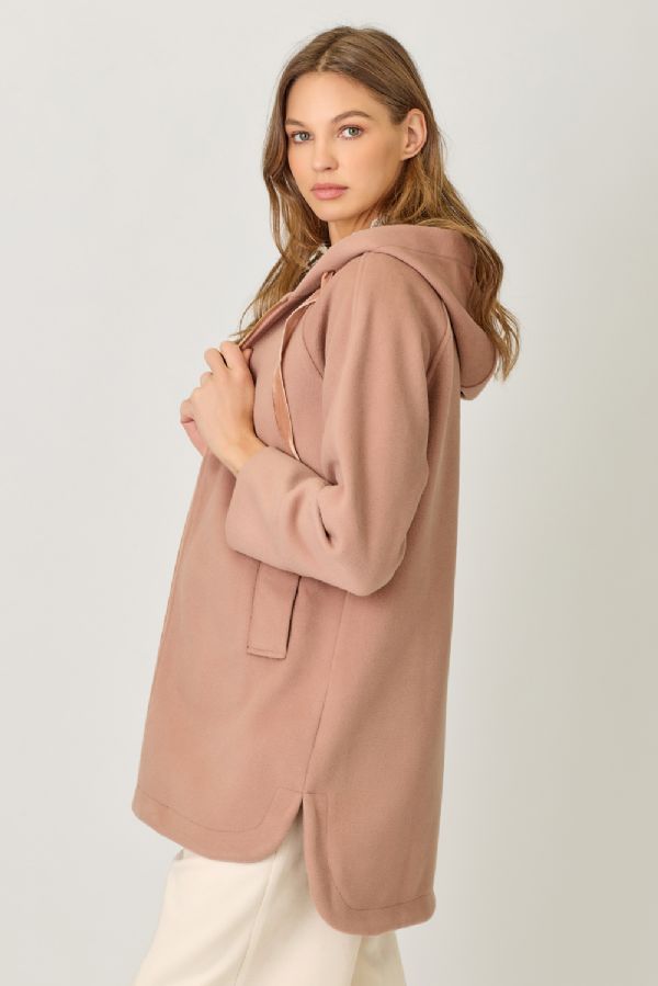 Velvet Drawstring Hoodie Coat