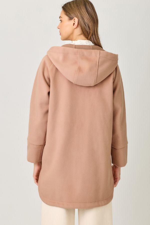 Velvet Drawstring Hoodie Coat
